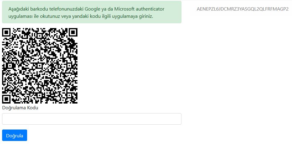 Asp.NET Core - Google & Microsoft Authenticator İle Two Factor Authentication